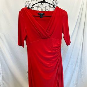 Ralph Lauren Red Draped Midi Dress